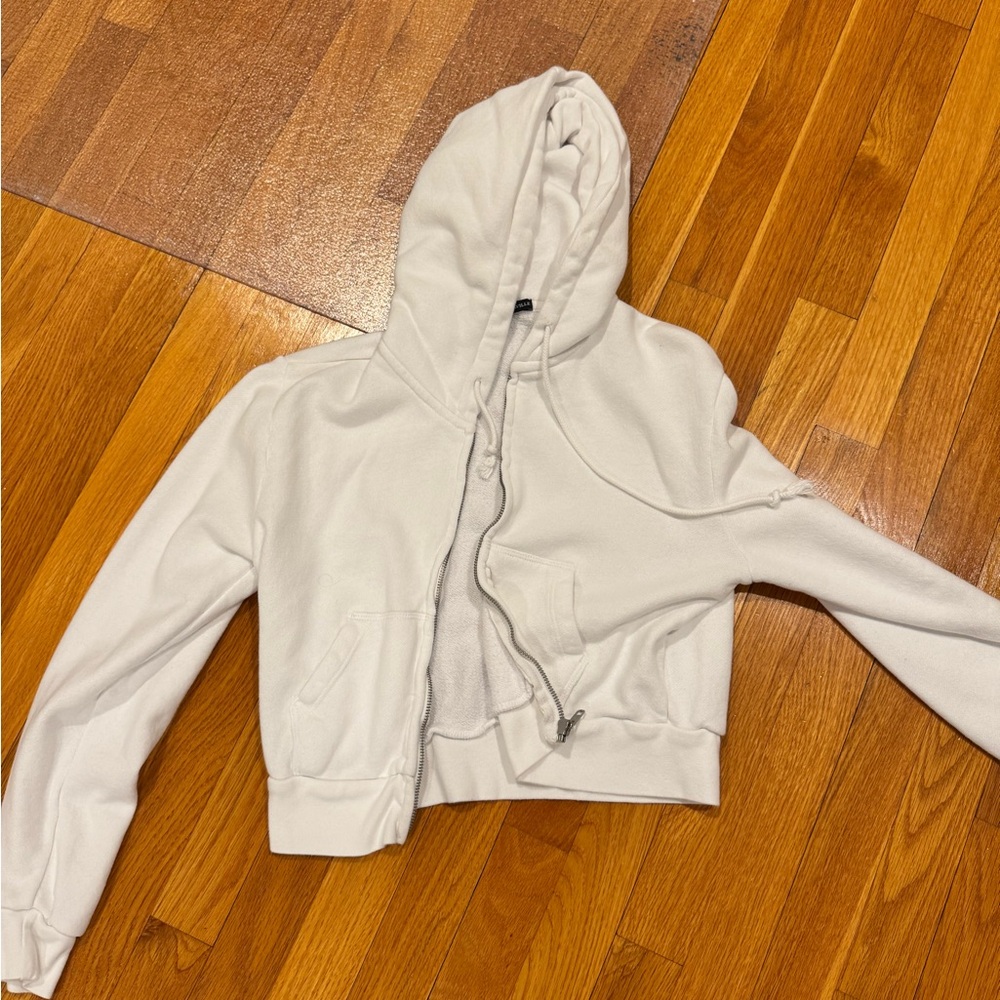 White Cropped Hoodie